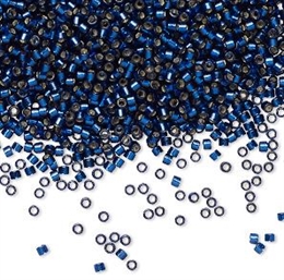 Seed beads, Delica 11/0, duracoat silver-lined navy, 7,5 gram. DB2191V